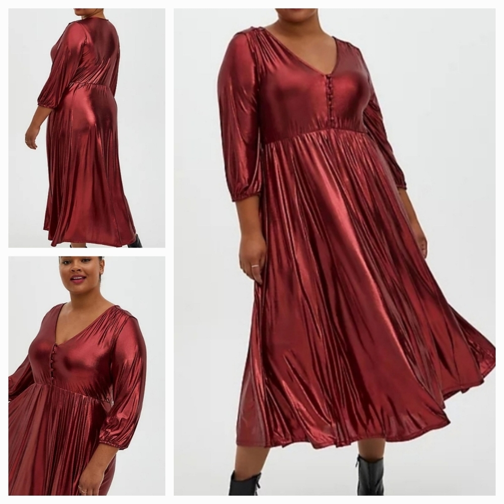 NWT Torrid Liquid Knit Tea Length Dress Red Size 1x 14/16